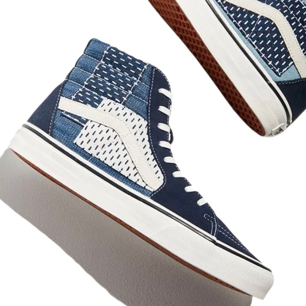 NWT Vans SK8-HI 6 Blue Patchwork Lace-Up Sneakers - Picture 6 of 7